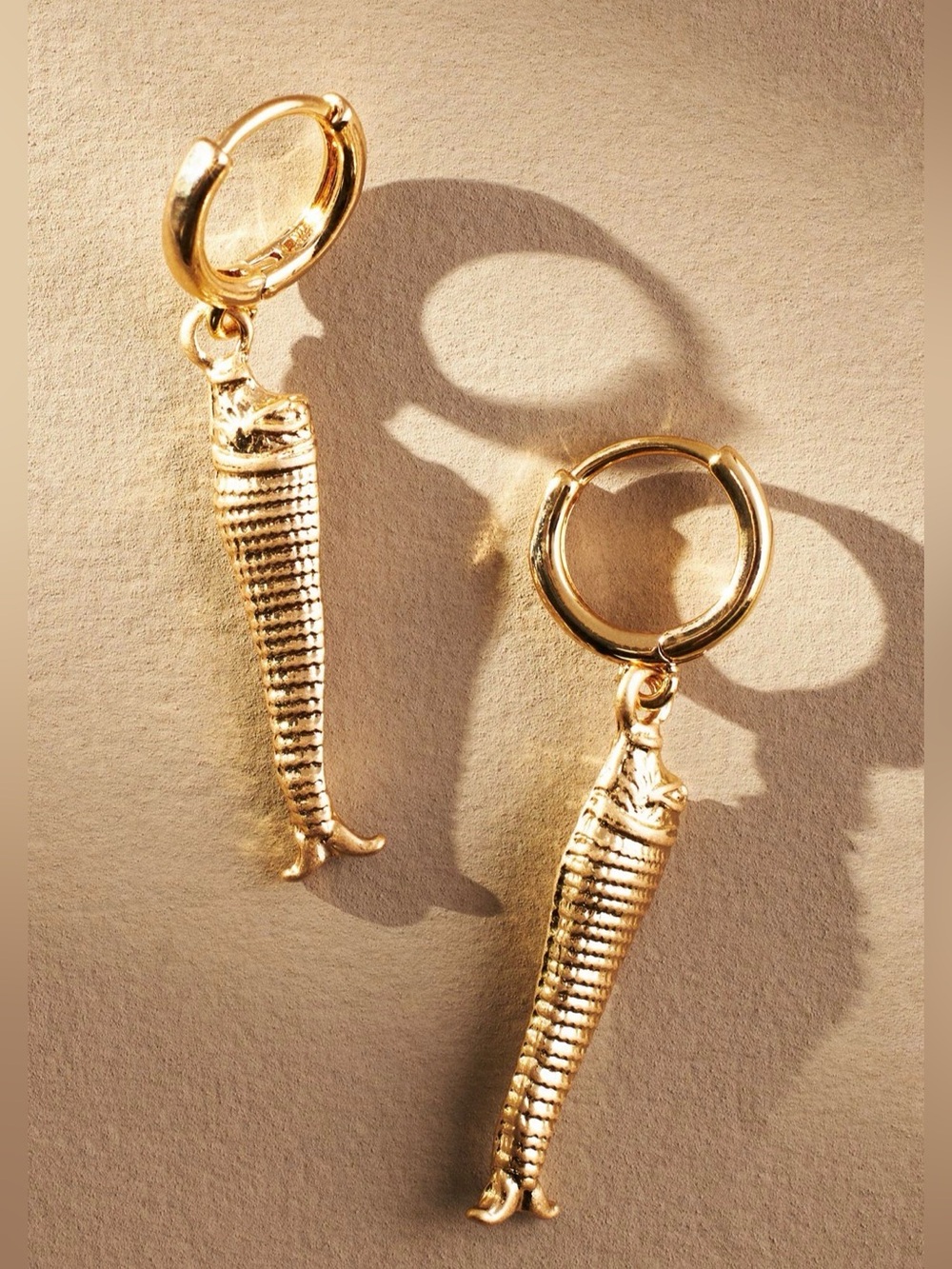 Anthropologie, NWT, Gold-Toned Dangling Fish Earrings on Huggie Hoop